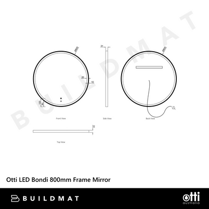 Otti LED Bondi 800mm Gold Metal Frame Mirror