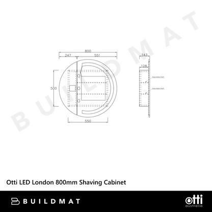 Otti LED London 800mm White Shaving Cabinet