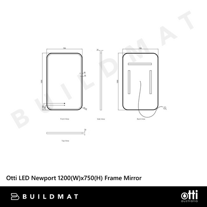 Otti LED Newport 1200mm White Metal Frame Mirror Install Horizontal or Vertical