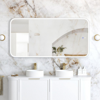Otti LED Newport 1500mm White Metal Frame Mirror Install Horizontal or Vertical