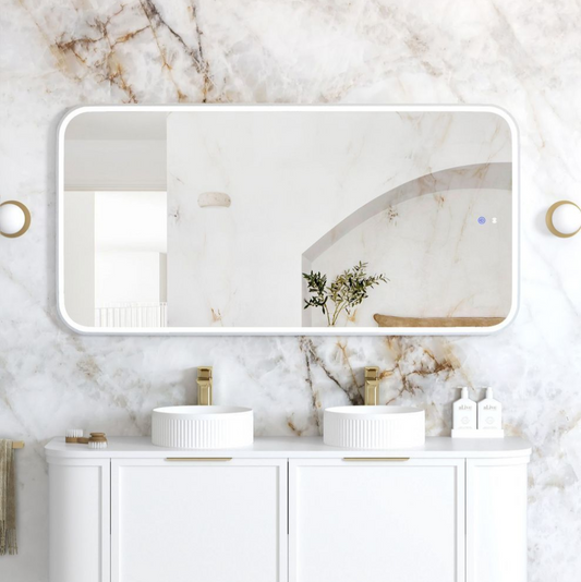 Otti LED Newport 1500mm White Metal Frame Mirror Install Horizontal or Vertical