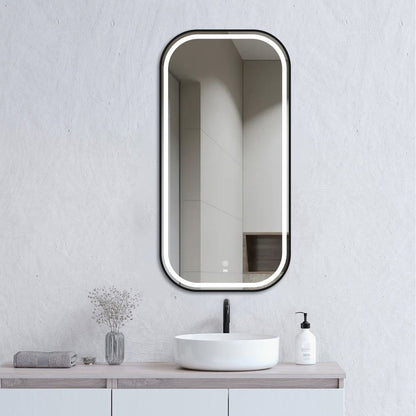 Otti LED Newport 900mm Black Metal Frame Mirror Soft Square