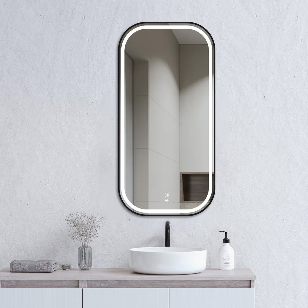 Otti LED Newport 900mm Black Metal Frame Mirror Soft Square