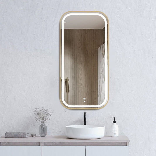 Otti LED Newport 900mm Gold Metal Frame Mirror Soft Square