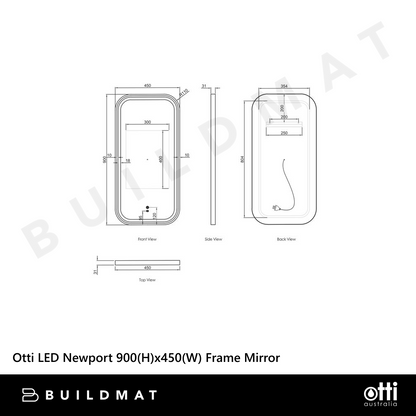 Otti LED Newport 900mm White Metal Frame Mirror