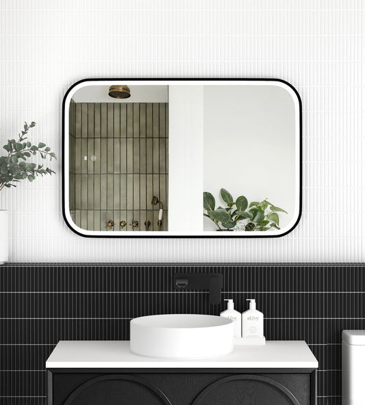Otti LED Newport 900mm Black Metal Frame Mirror Install Horizontal or Vertical