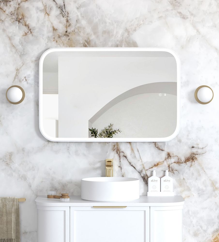 Otti LED Newport 900mm White Metal Frame Mirror Install Horizontal or Vertical