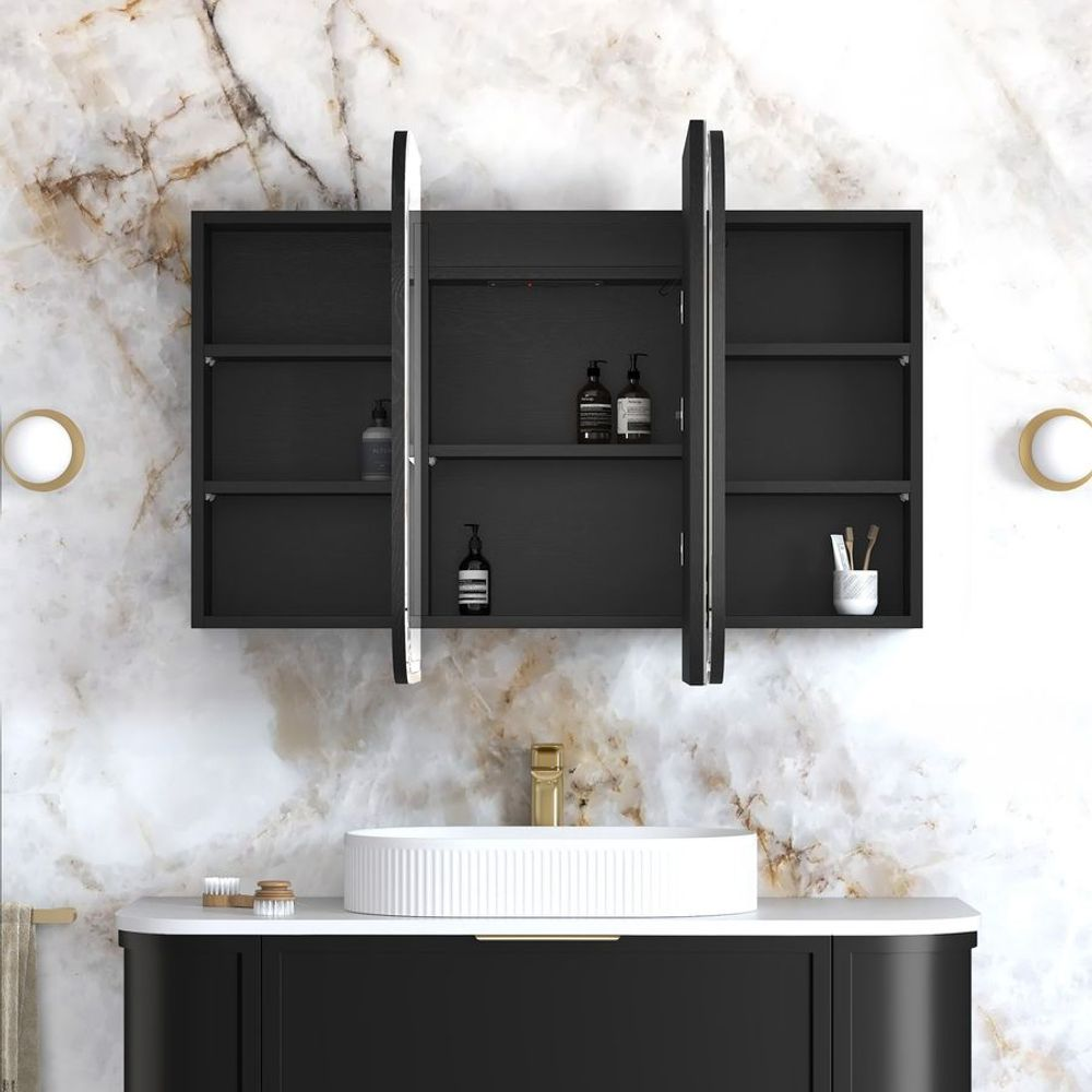 Otti LED Newport 1200mm Black Oak Shaving Cabinet Premium Edition