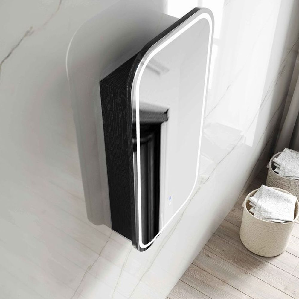 Otti LED Newport 900mm Black Oak Shaving Cabinet Premium Edition