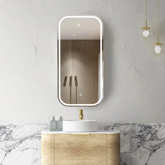 Otti LED Newport Natural Oak Mirror Cabinet Soft Square 450mm