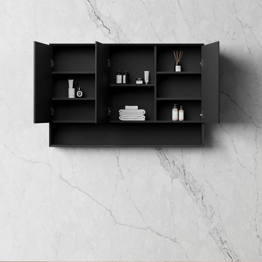 Otti Marlo 1200mm Matte Black Shaving Cabinet