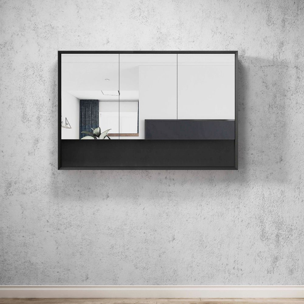 Otti Marlo 1200mm Matte Black Shaving Cabinet