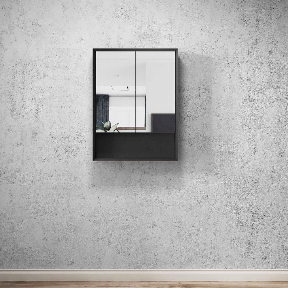 Otti Marlo 600mm Matte Black Shaving Cabinet