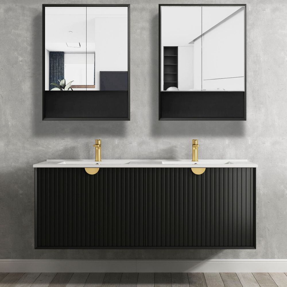 Otti Marlo 600mm Matte Black Shaving Cabinet