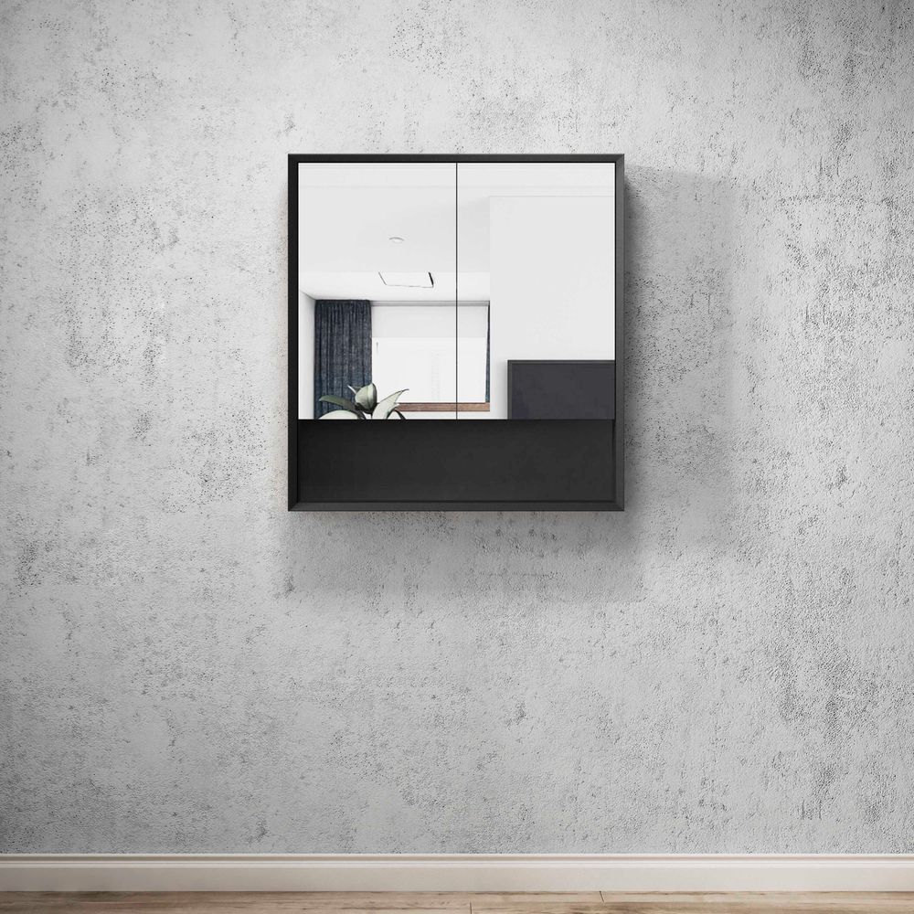 Otti Marlo 750mm Matte Black Shaving Cabinet
