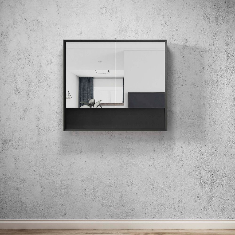 Otti Marlo 900mm Matte Black Shaving Cabinet