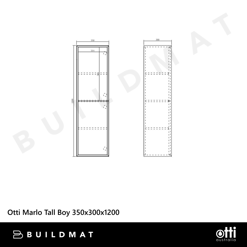 Otti Marlo Tall Boy 1200 x 350mm Matte Black