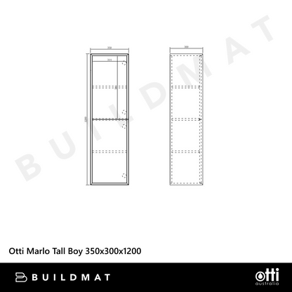Otti Marlo Tall Boy 1200 x 350mm Matte Black