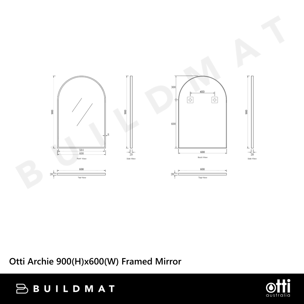 Otti Archie 900mm Gold Metal Framed Mirror