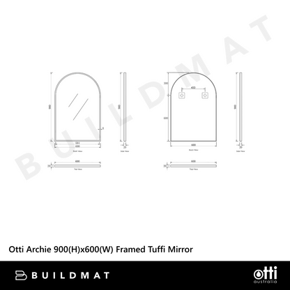 Otti Archie 900mm White Metal Framed Tuffi Mirror