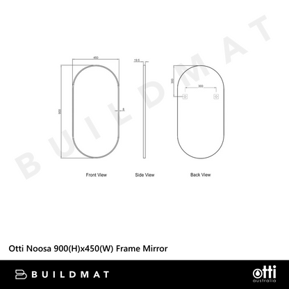 Otti Noosa 900mm White Metal Frame Mirror