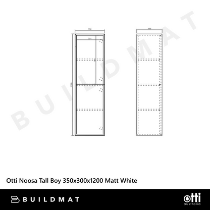 Otti Noosa Tall Boy 1200 x 350mm Matte White