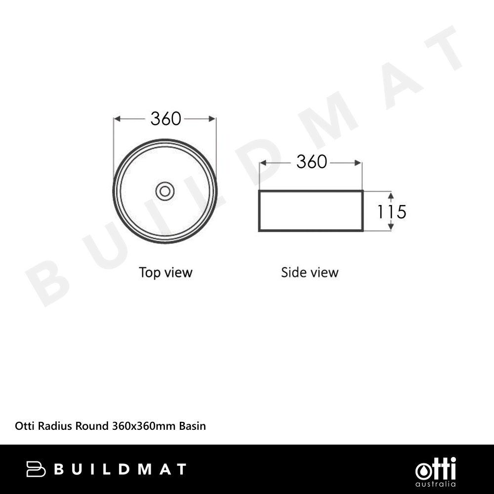 Otti Radius Round 360x360mm Basin Brown