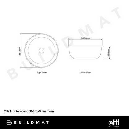 Otti Bronte Round 360x360mm Basin Matte White