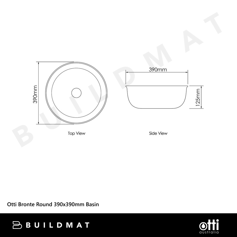 Otti Bronte Round 390x390mm Basin Gloss White