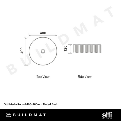 Otti Marlo Round 400x400mm Fluted Basin Matte Black