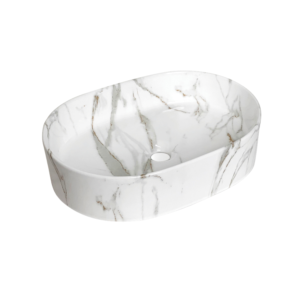 Otti Quay Oval 500x330mm Basin Gloss Carrara