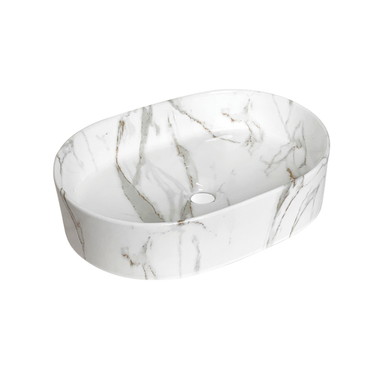 Otti Quay Oval 500x330mm Basin Gloss Carrara