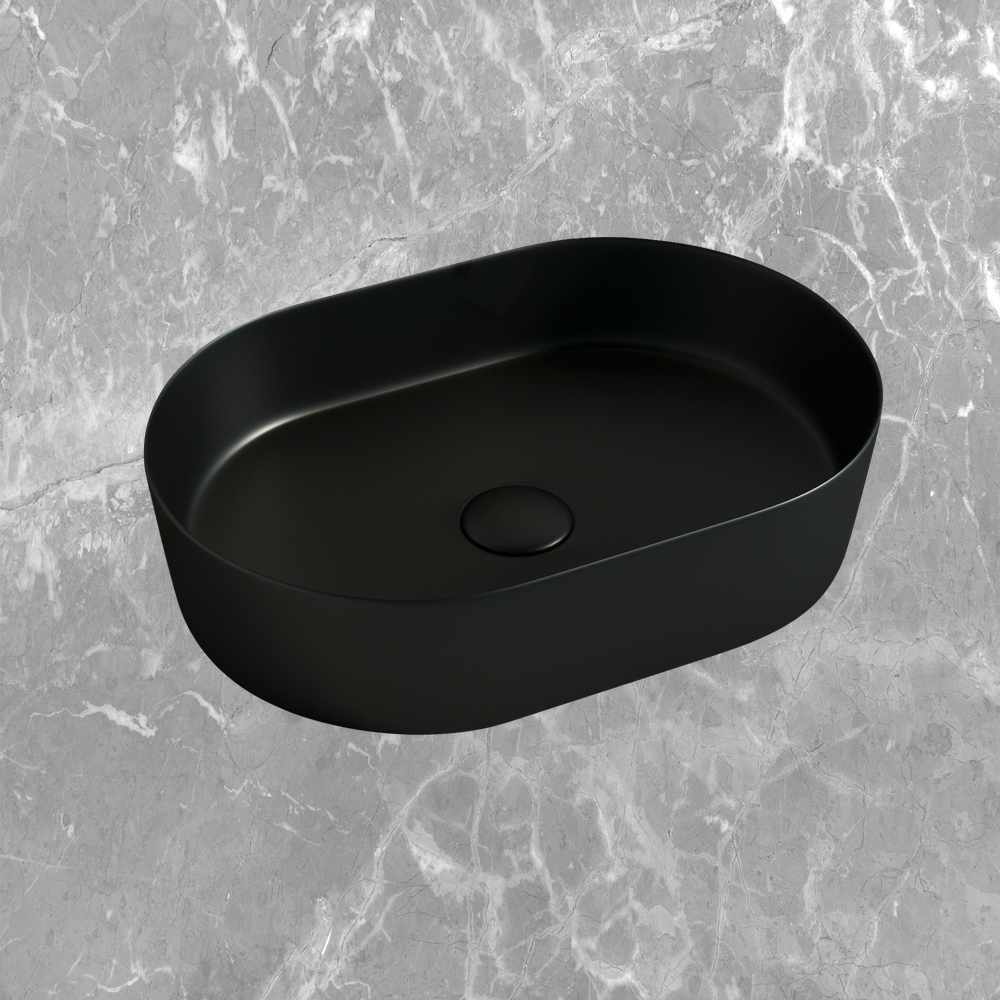 Otti Quay Oval 500x330mm Basin Matte Black
