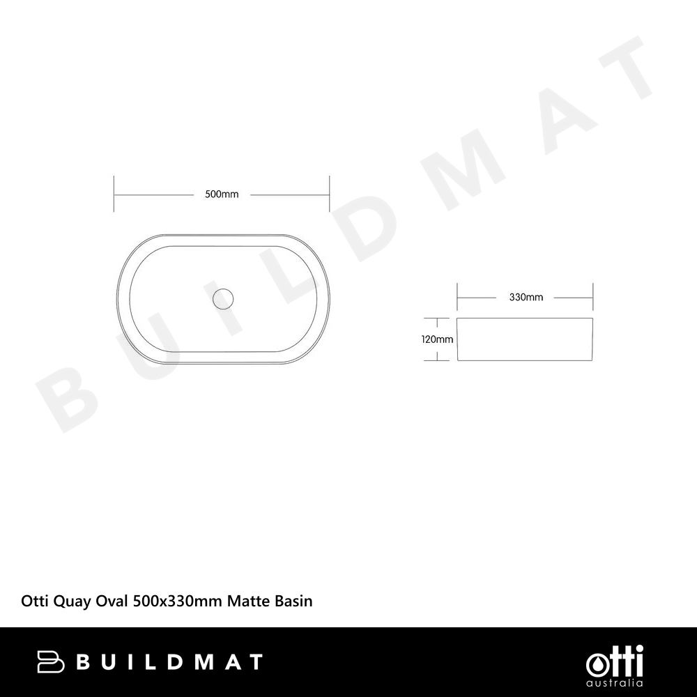 Otti Quay Oval 500x330mm Basin Matte Carrara