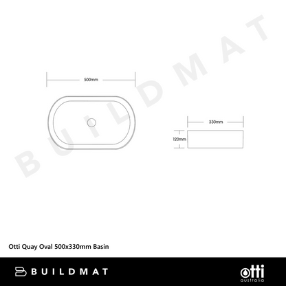 Otti Quay Oval 500x330mm Basin Matte White