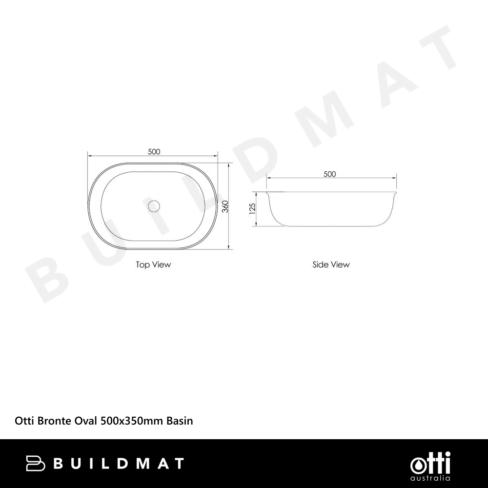 Otti Bronte Oval 500x350mm Basin Matte White