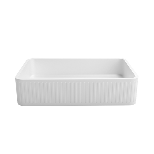 Otti Hudson Square 520x320mm Concrete Fluted Basin White