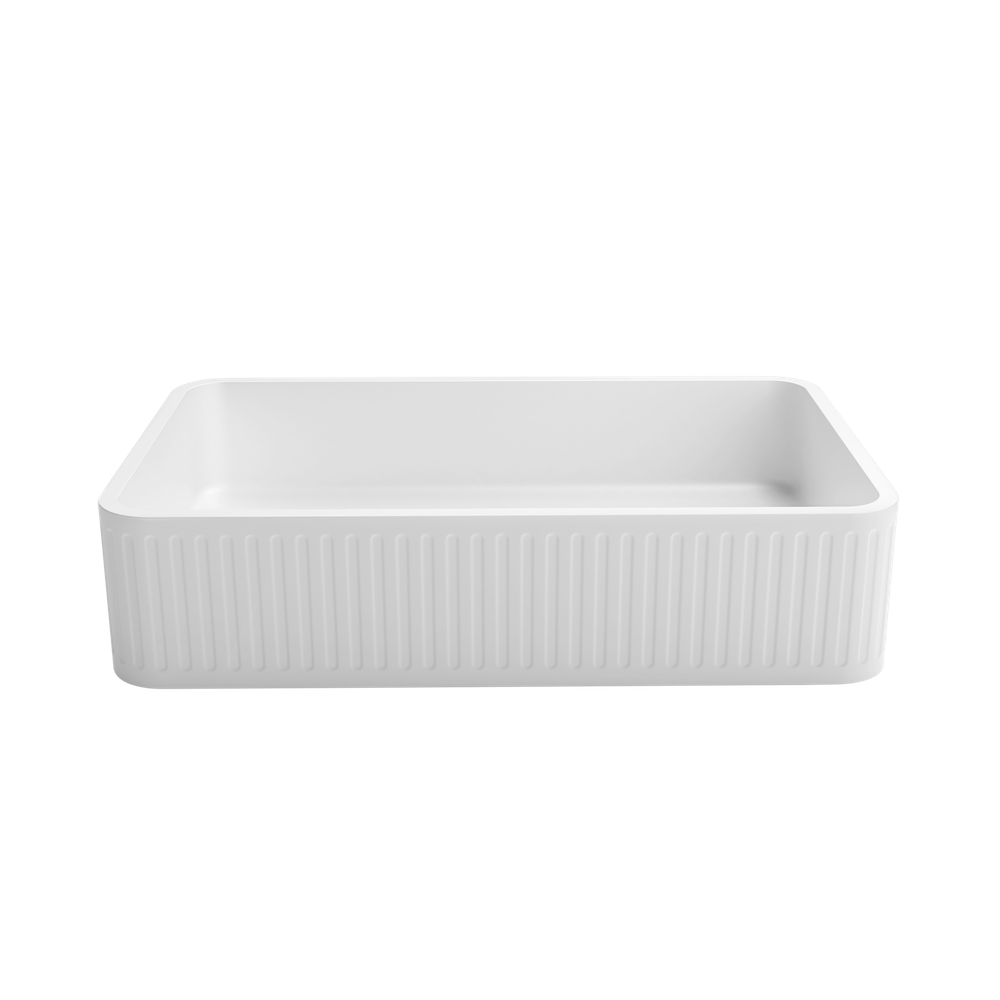 Otti Hudson Square 520x320mm Concrete Fluted Basin White