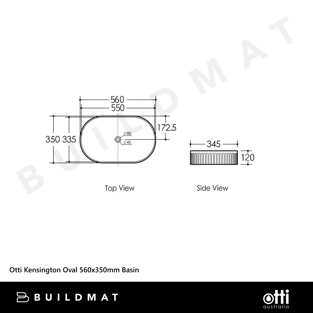 Otti Kensington Oval 560x350mm Basin Matte Black