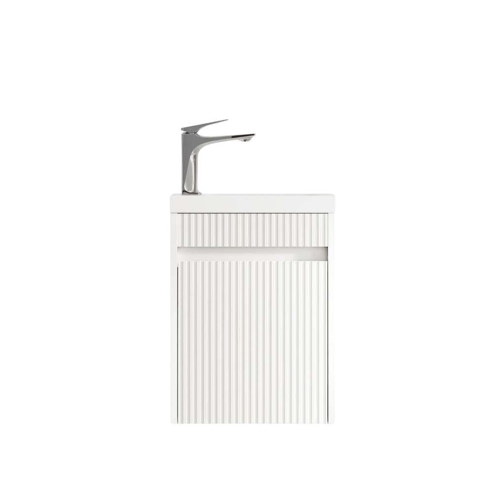 Otti Mini Ensuite 400mm Matte White Fluted Wall Hung Vanity