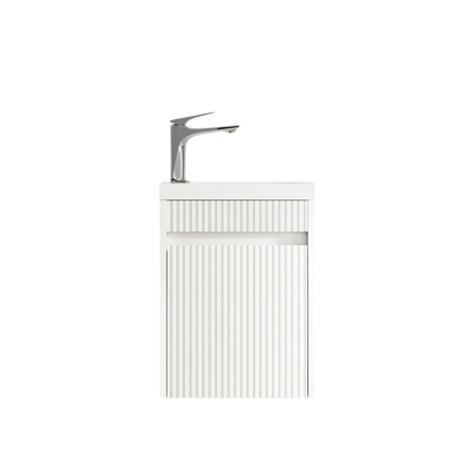 Otti Mini Ensuite 400mm Matte White Fluted Wall Hung Vanity