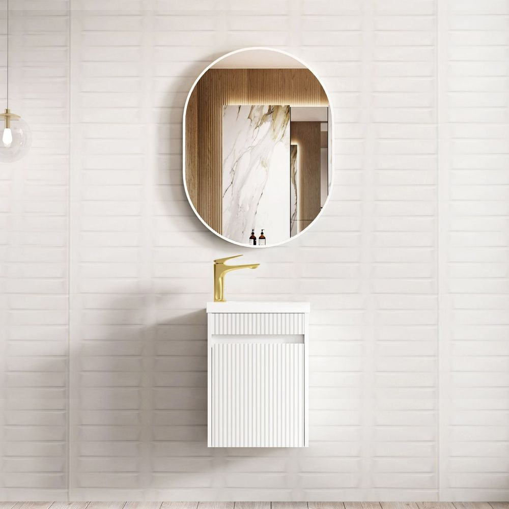 Otti Mini Ensuite 400mm Matte White Fluted Wall Hung Vanity