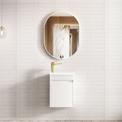 Otti Mini Ensuite 400mm Matte White Fluted Wall Hung Vanity