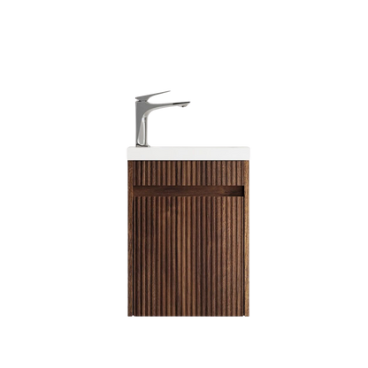 Otti Mini Ensuite 400mm Sable Walnut Fluted Wall Hung Vanity