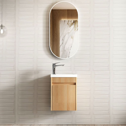 Otti Mini Ensuite 400mm Woodland Oak Fluted Wall Hung Vanity