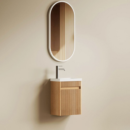 Otti Mini Ensuite 400mm Woodland Oak Fluted Wall Hung Vanity