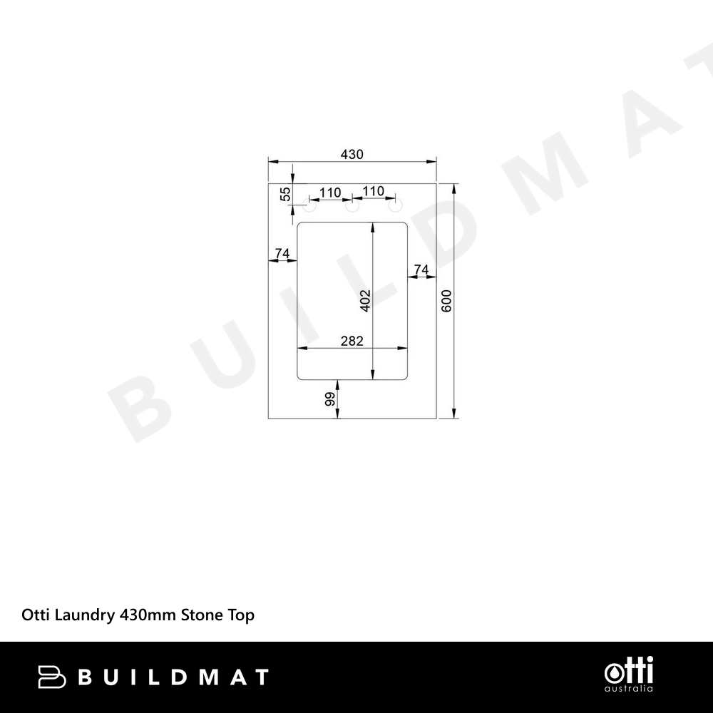 Otti Laundry 430mm Stone Top Pure White