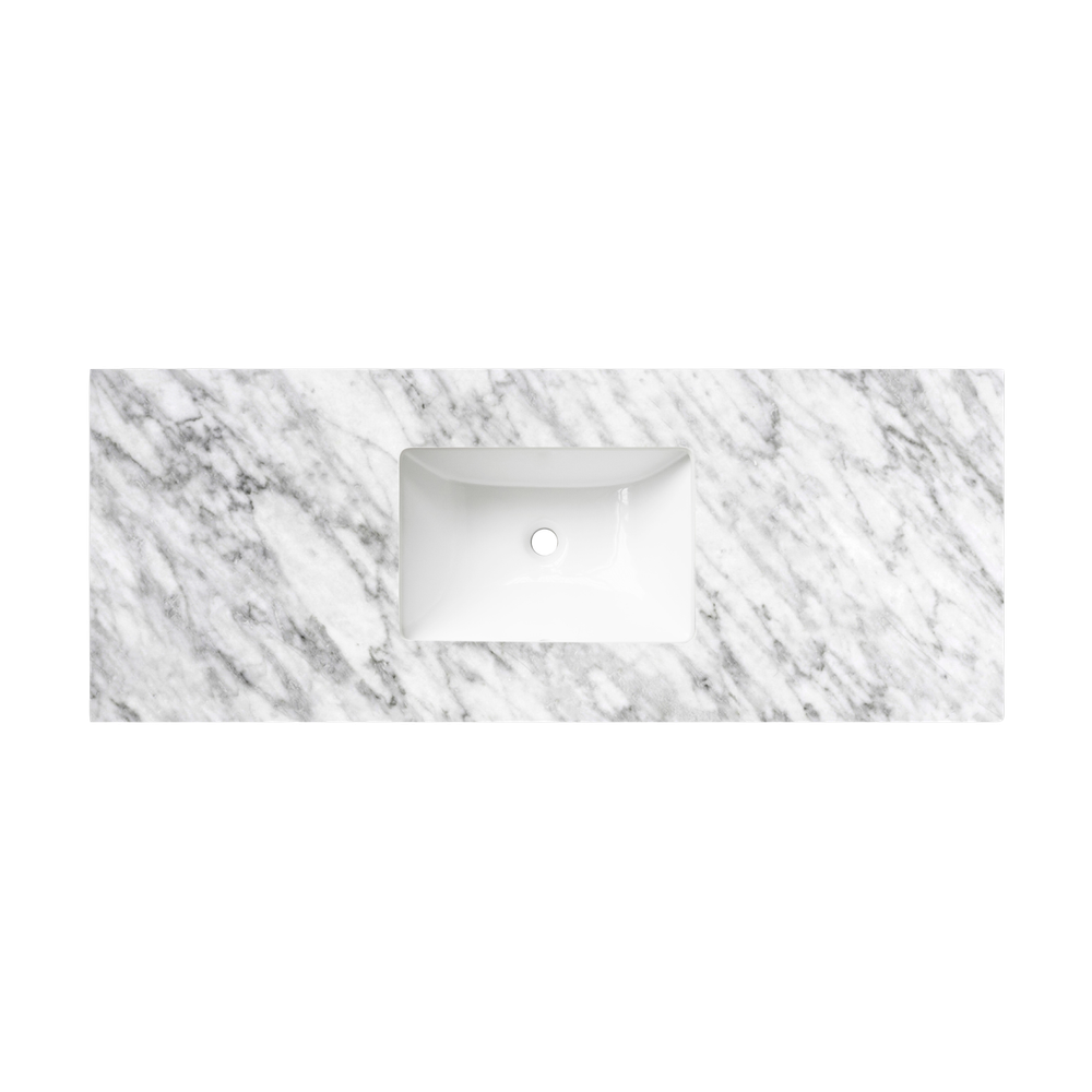 Otti Marlo 1200mm Matte Black Wall Hung Vanity with Natural Carrara Marble Top and Undermount Basin