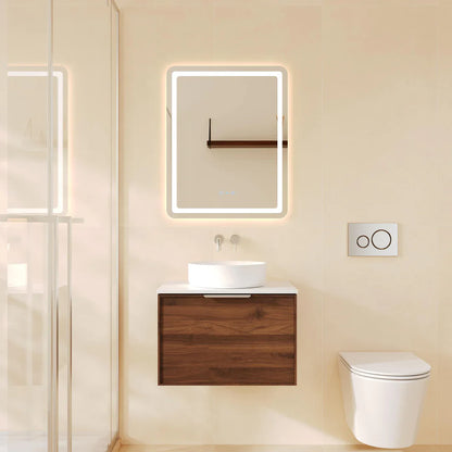 Paris 600mm Wall-Hung Vanity - Walnut Woodmatt - 600MM / Brushed Brass / Walnut Woodmatt Cabinet Only