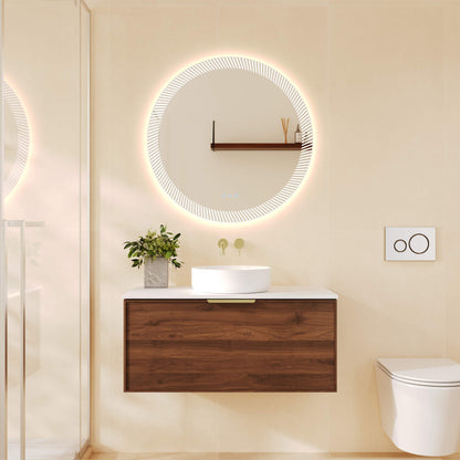 Paris 900mm Wall-Hung Vanity - Walnut Woodmatt